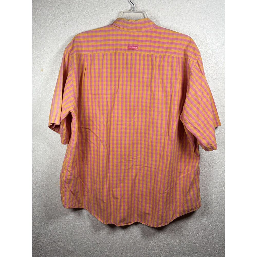 U.S. Polo Assn Men Plaid Short Sleeve Button Down Shirt Orange Pink XXL - Picture 3 of 10